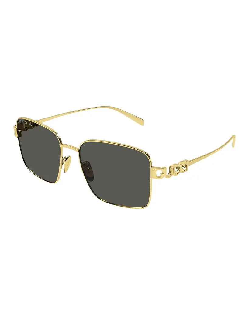 Gucci Block Bending 54mm Metal Square Sunglasses