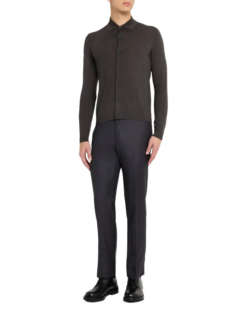 Emporio Armani Men 's Grey Wool Collared Cardigan