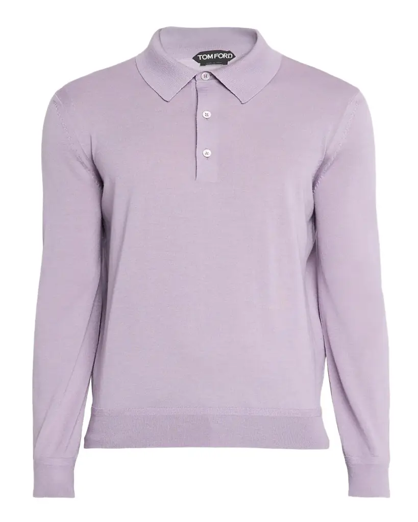 TOM FORD Men's Cashmere and Silk Long-Sleeve Polo Sweater