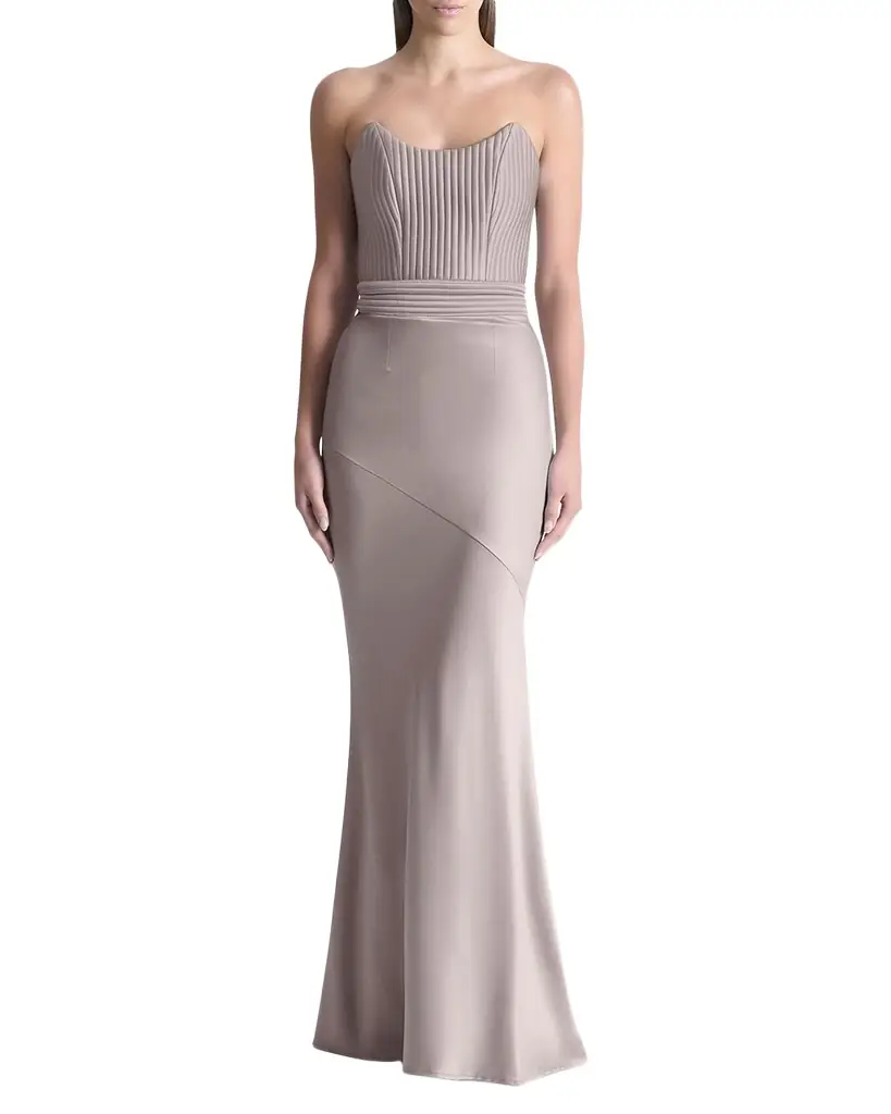 ZHIVAGO Germaine Strapless Stretch Satin Column Gown