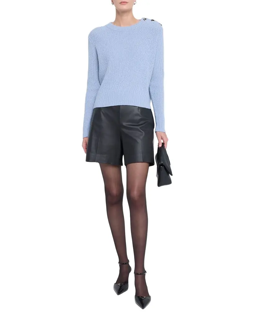 Autumn Cashmere Crewneck Shaker Stitch Cashmere-Cotton Sweater