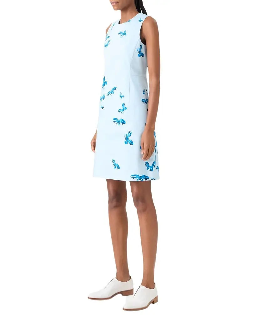 Akris Butterfly-Print Cotton-Silk Sleeveless Mini Dress