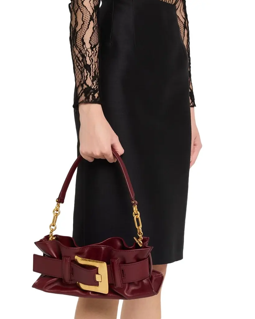 Balmain Anthem Mini Belted Leather Shoulder Bag