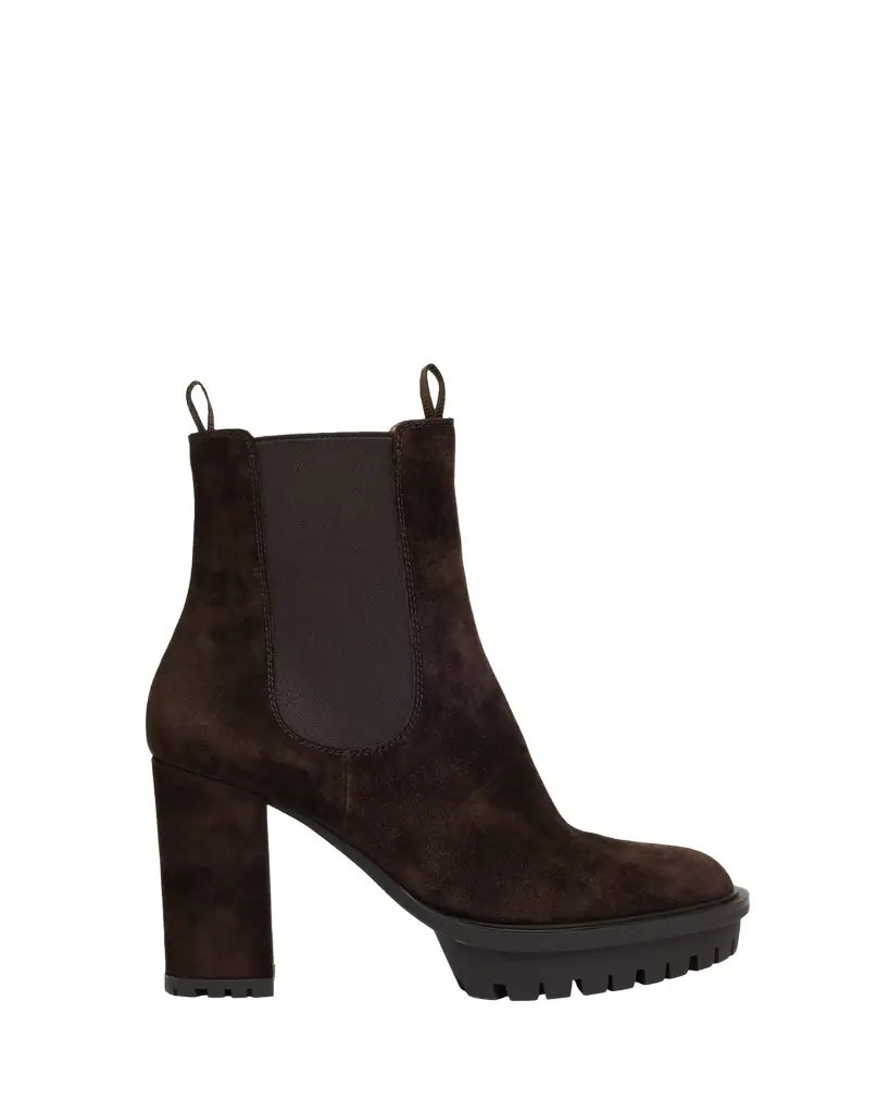 Gianvito Rossi Suede Lug-Sole Booties