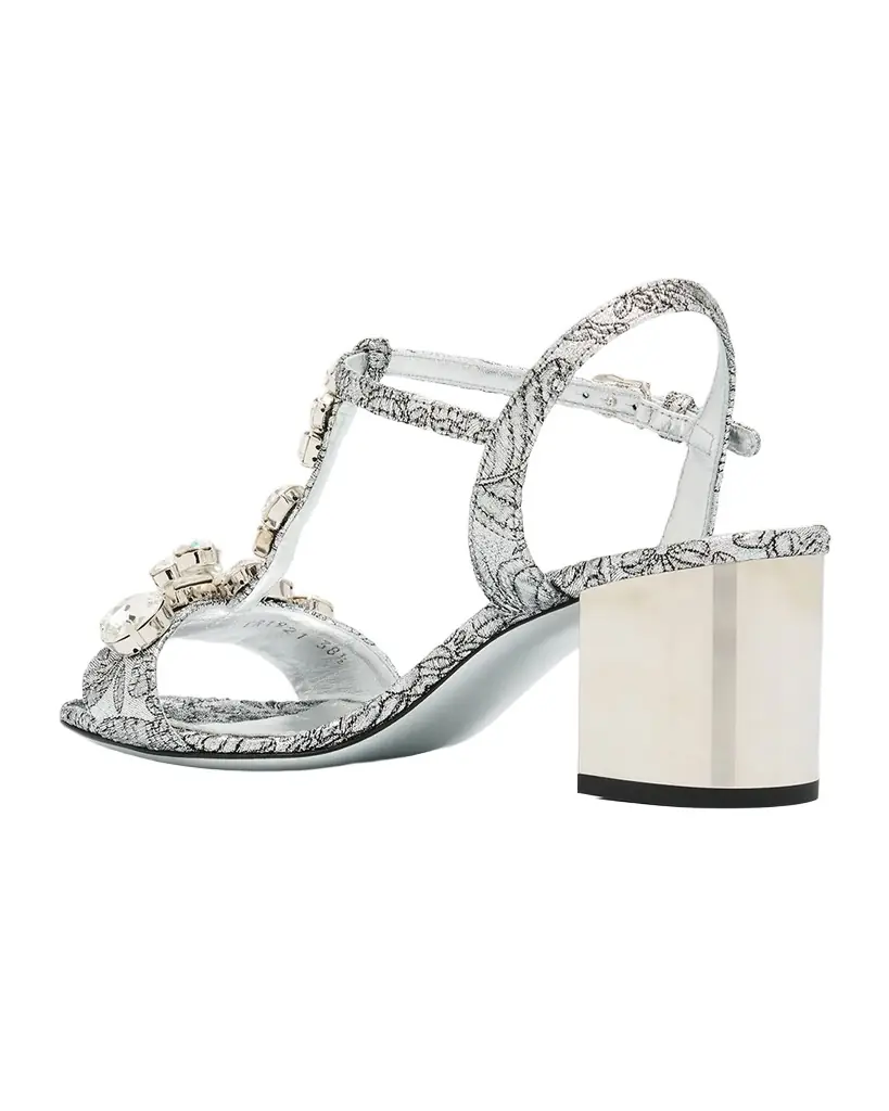 Dolce & Gabbana 60mm Crystal Brocade Block-Heel Sandals