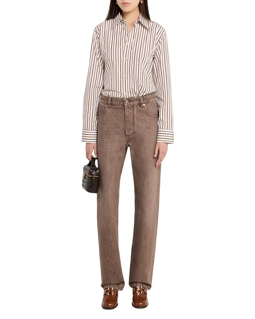 Bottega Veneta Mid-Rise Straight-Leg Denim Trousers