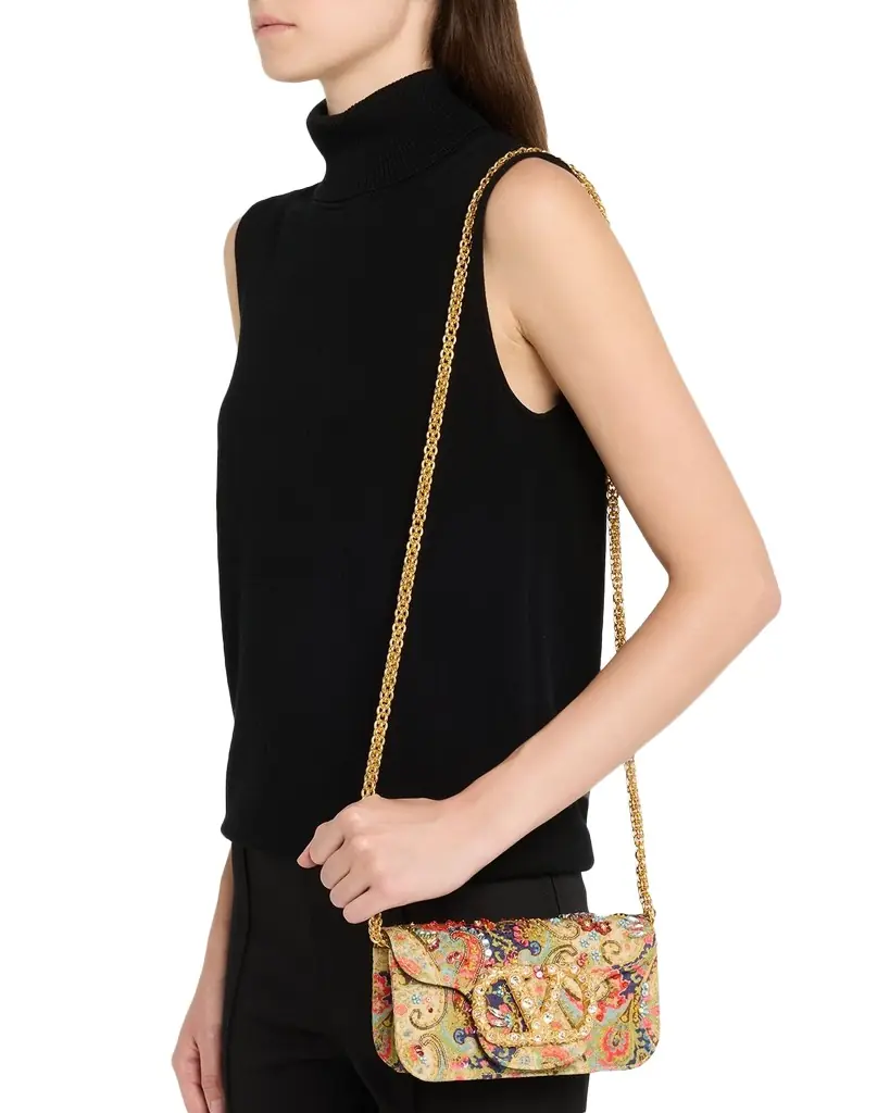 Valentino Garavani Loco Small VLOGO Paisley Embellished Shoulder Bag