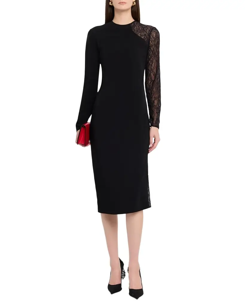 Stella McCartney Lace-Inset Long-Sleeve Sheath Dress