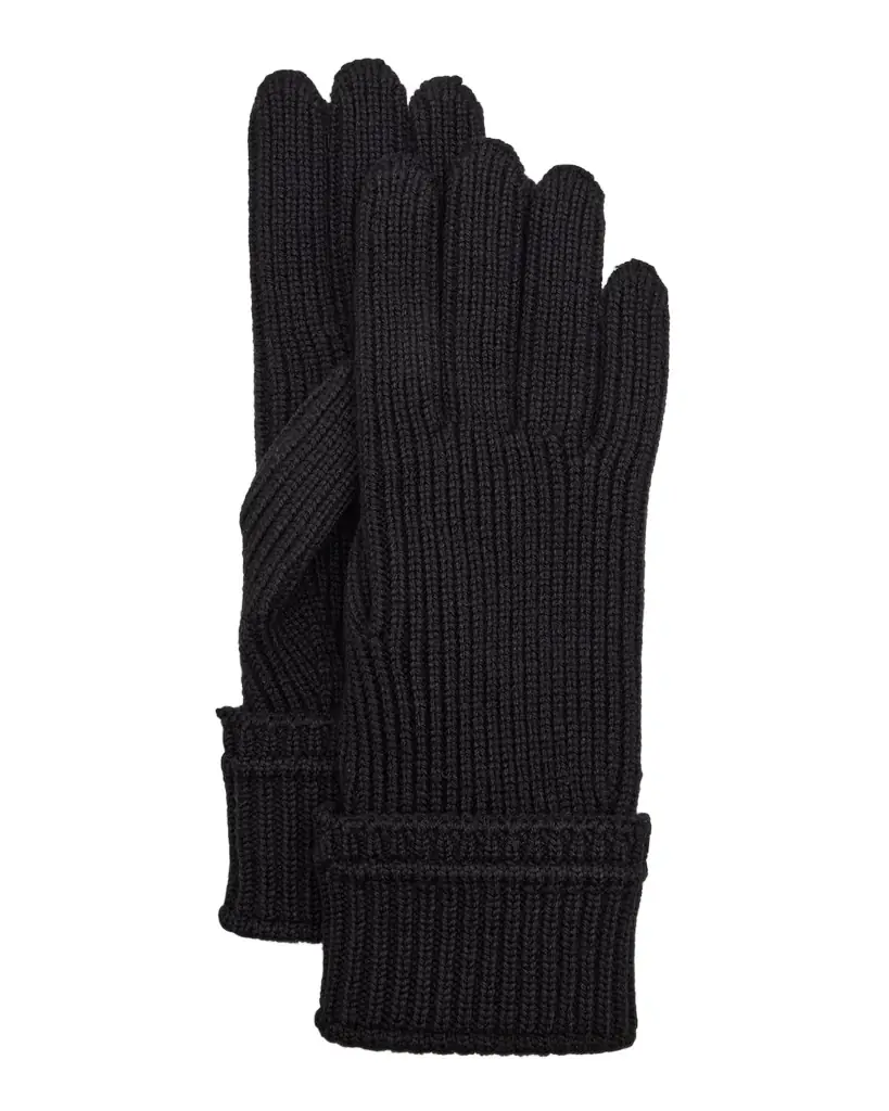 Burberry Men 's Embroidered Logo Patch Wool-Blend Knit Gloves