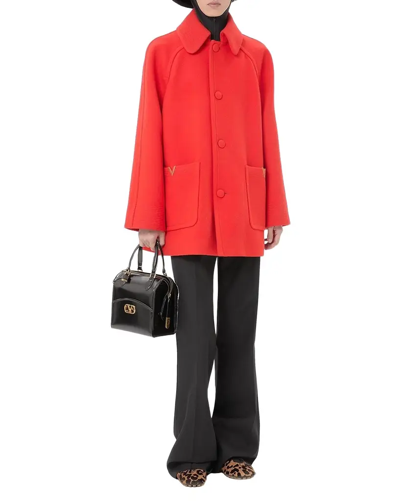 Valentino Garavani Men 's Cappotto Wool V Gold-Trim Jacket