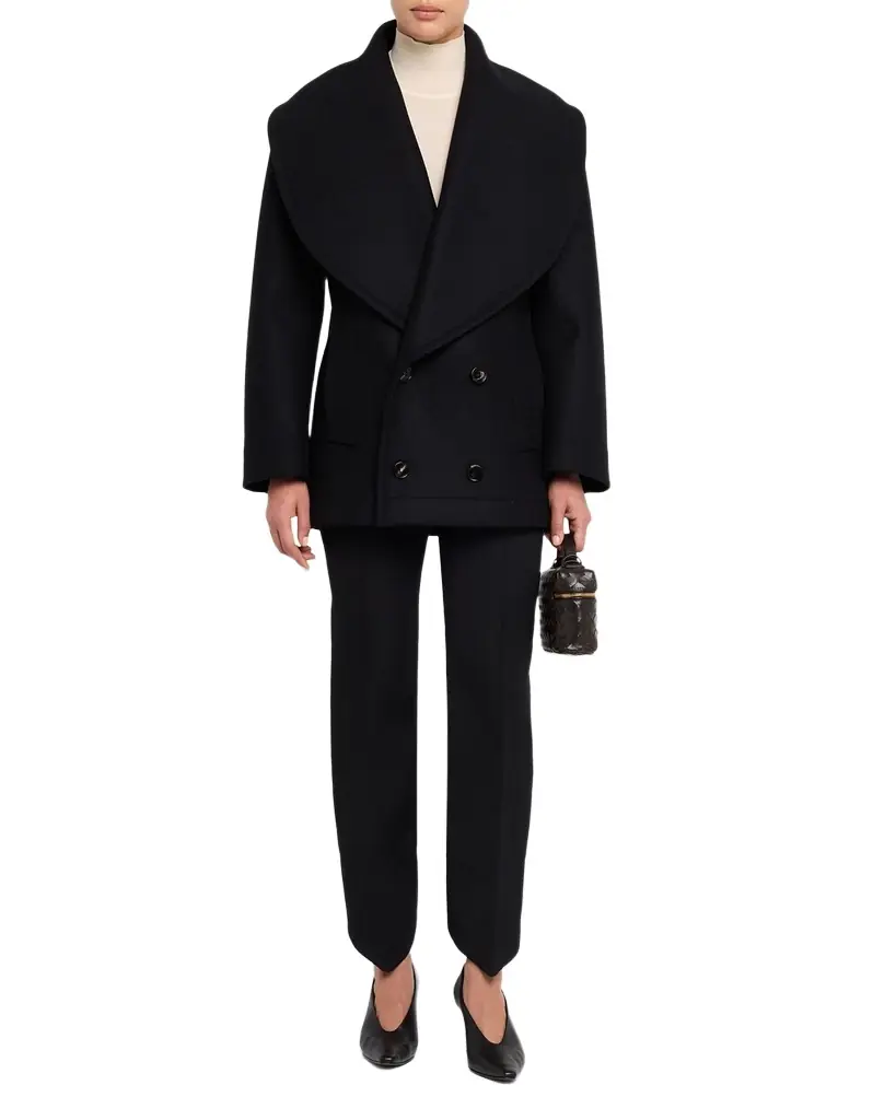 Bottega Veneta Wool Double-Breasted Shawl Coat