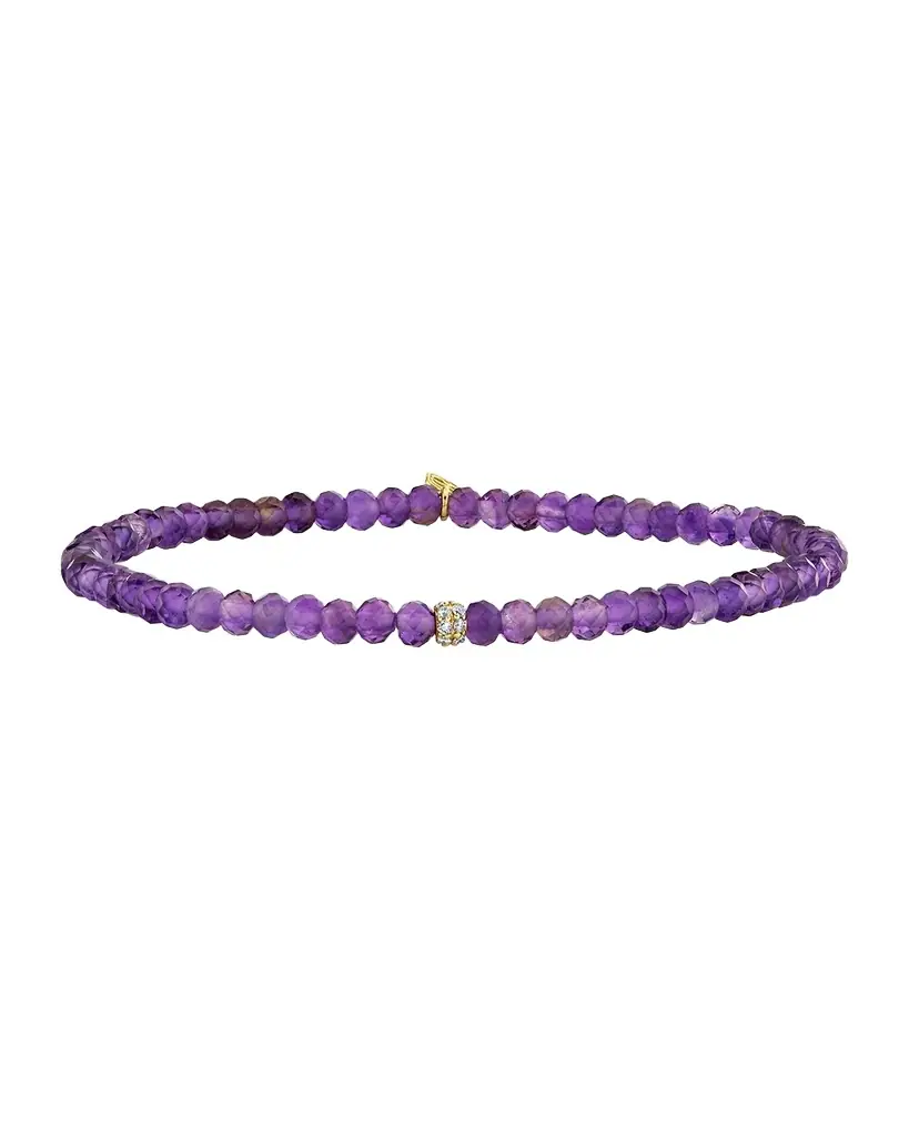 Sydney Evan Diamond Pave Rondelle on Amethyst Bracelet