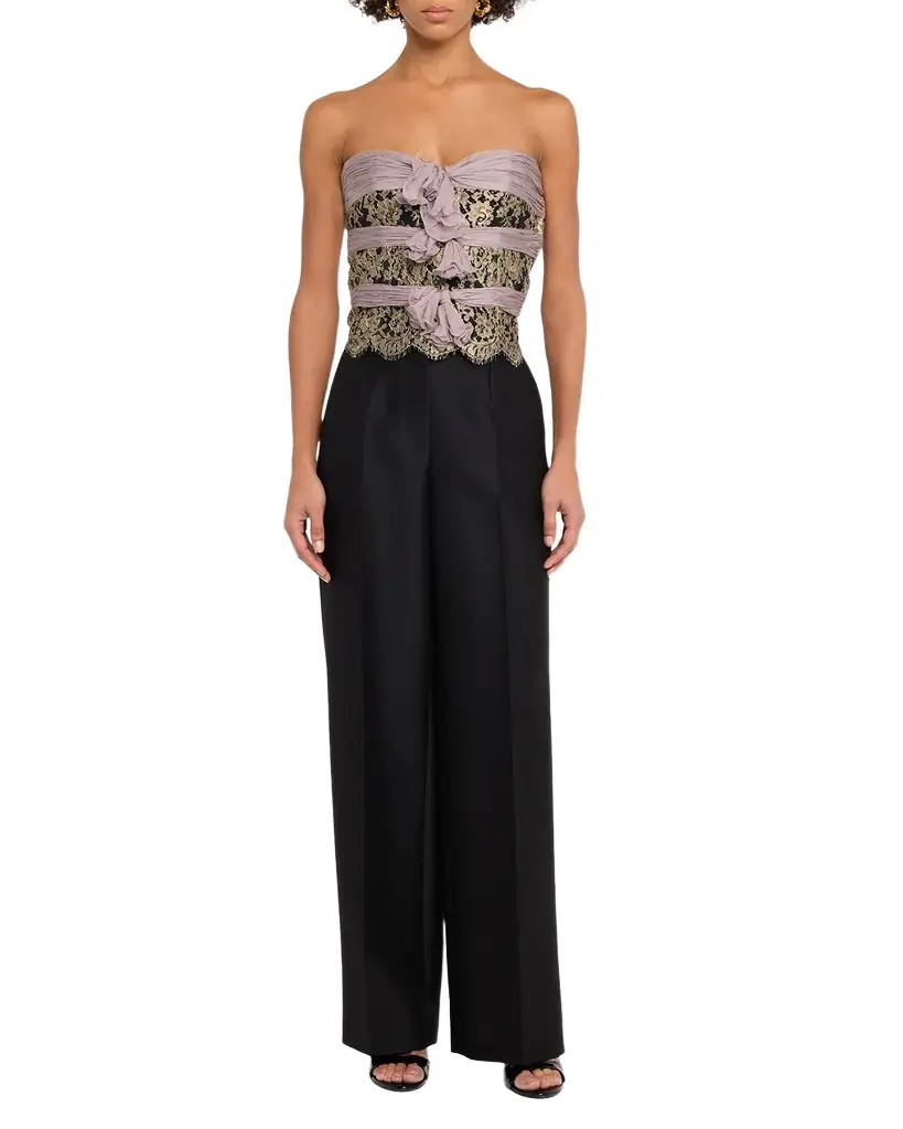 Valentino Garavani Strapless Lace Triple-Bow Top