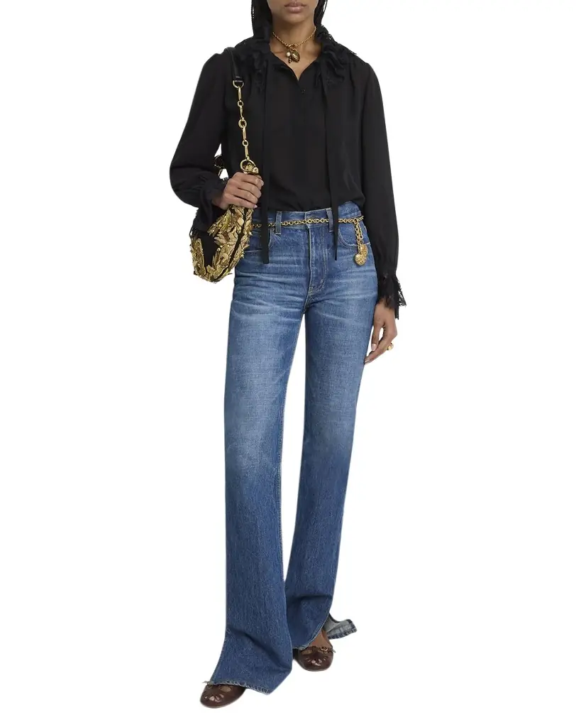 Chloe Lace-Trimmed Silk Georgette Blouse