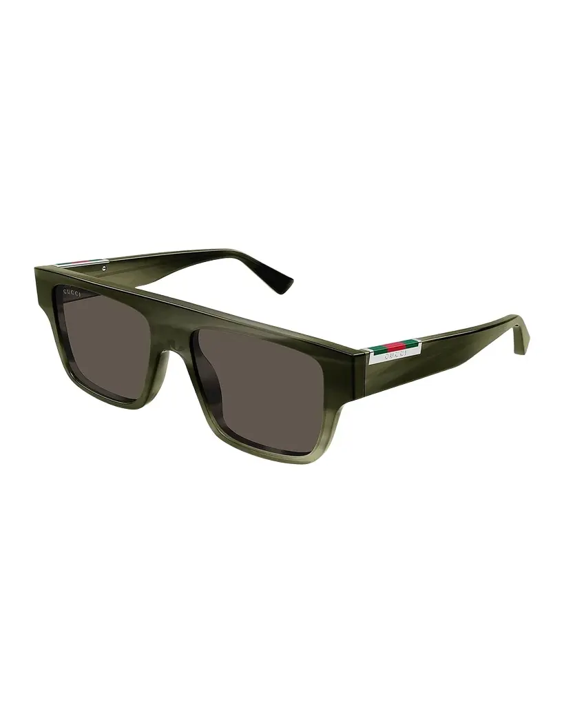 Gucci Men 's Subtle Web 53mm Square Acetate Sunglasses
