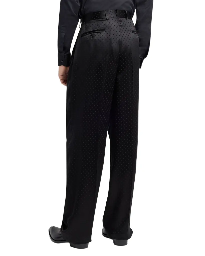 TOM FORD Men 's Satin Polka Dot Jacquard Double-Pleated Pants