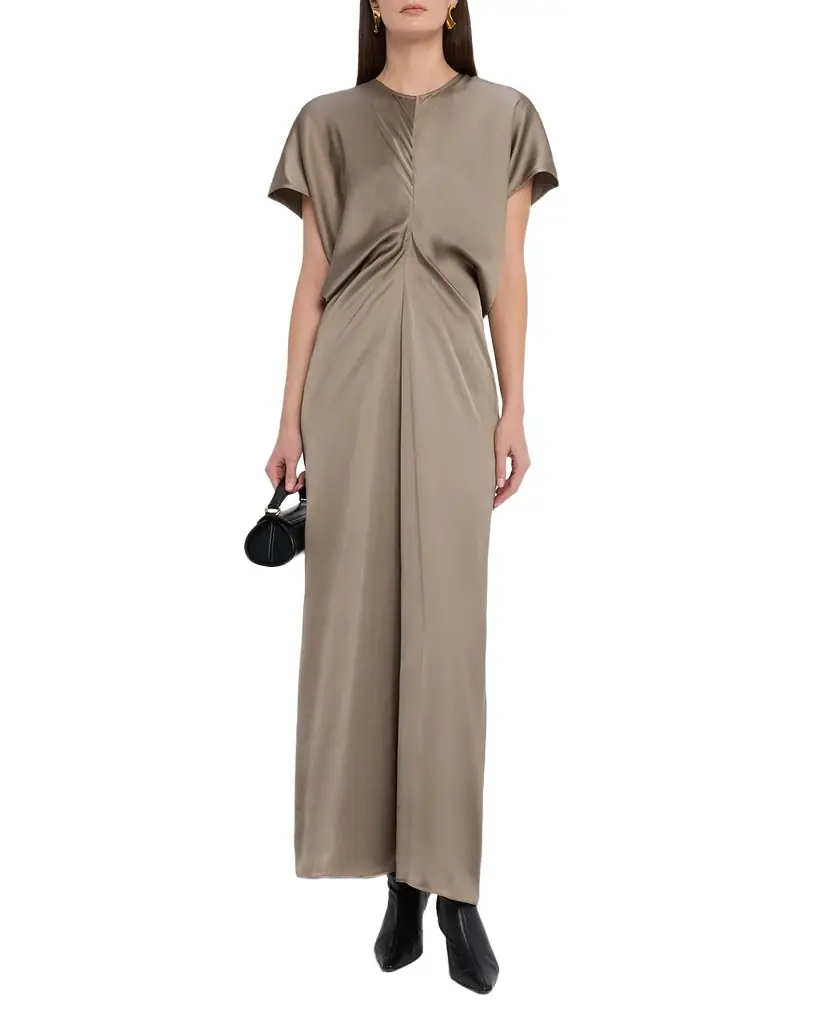 Toteme Satin Slouch Waist Short-Sleeve Dress