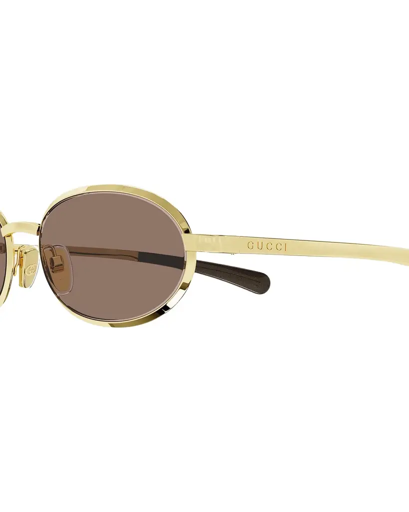 Gucci Men 's Oval Metal Sunglasses