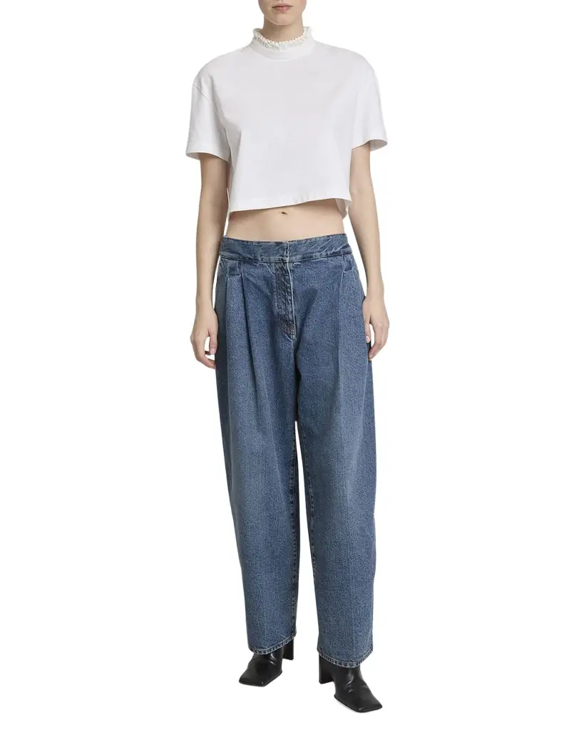 ALAIA Cotton Jersey Cropped T-Shirt