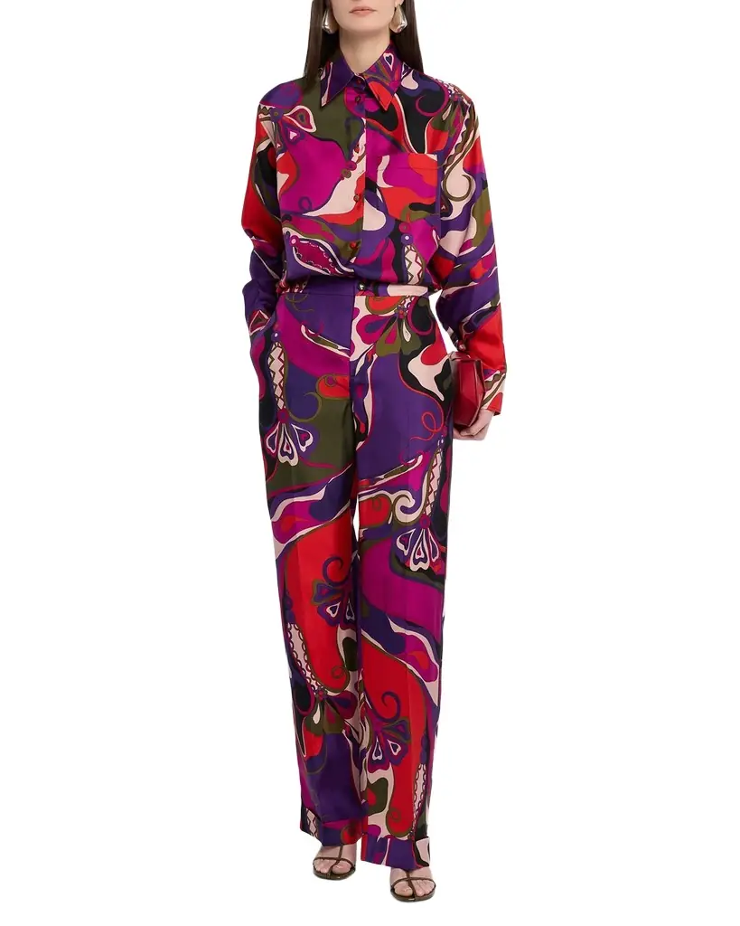 Pucci Orchidee-Print Silk Button-Down Shirt