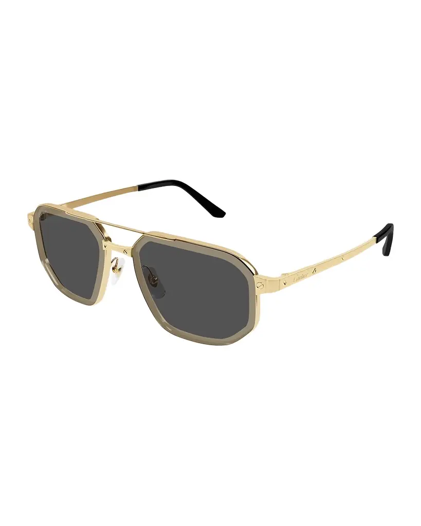 Cartier Men 's Double-Bridge Titanium Aviator Sunglasses