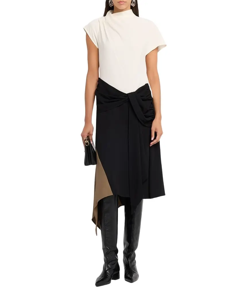 STAUD Davina Asymmetric Midi Dress