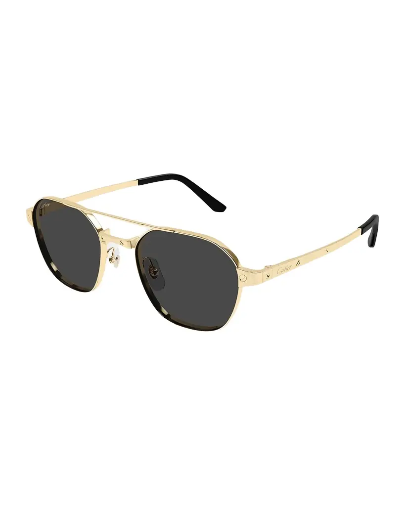 Cartier Men 's Double-Bridge Metal Aviator Sunglasses