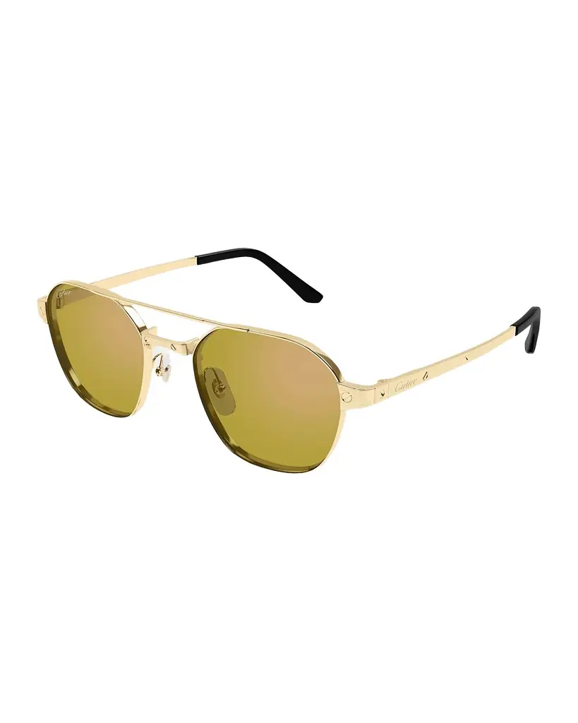 Cartier Men 's Double-Bridge Metal Aviator Sunglasses