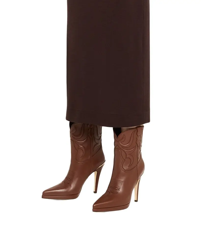 Partlow Camp Embroidered Leather Stiletto Cowboy Boots