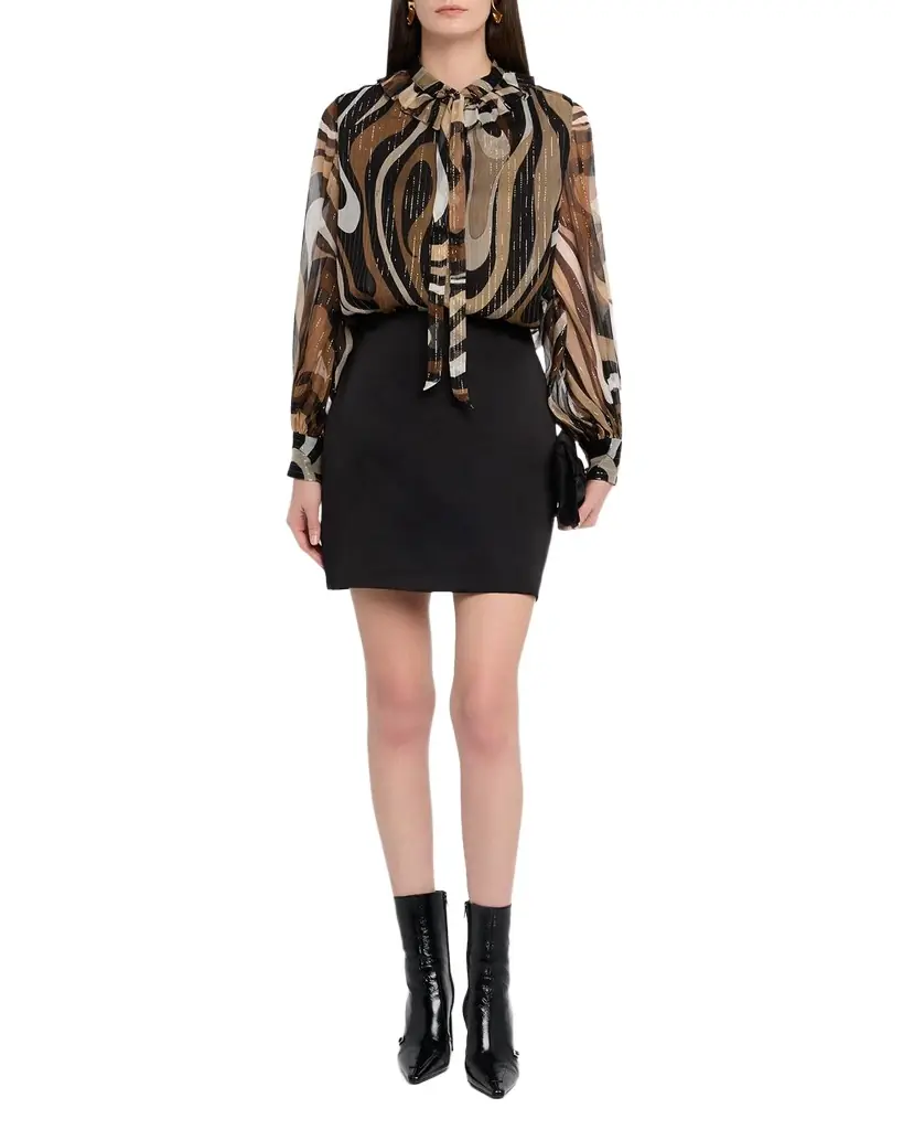 Pucci Marmo Print Long-Sleeve Silk Blouse