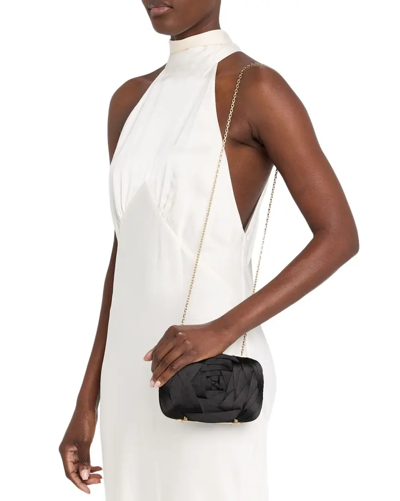 Roger Vivier Rose Vivier Sculptural Satin Clutch Bag