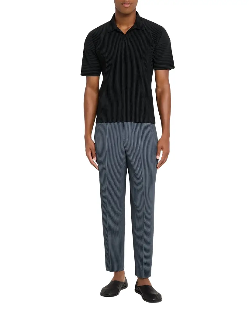 Homme Plisse Issey Miyake Men 's Pleated Polyester Polo Shirt