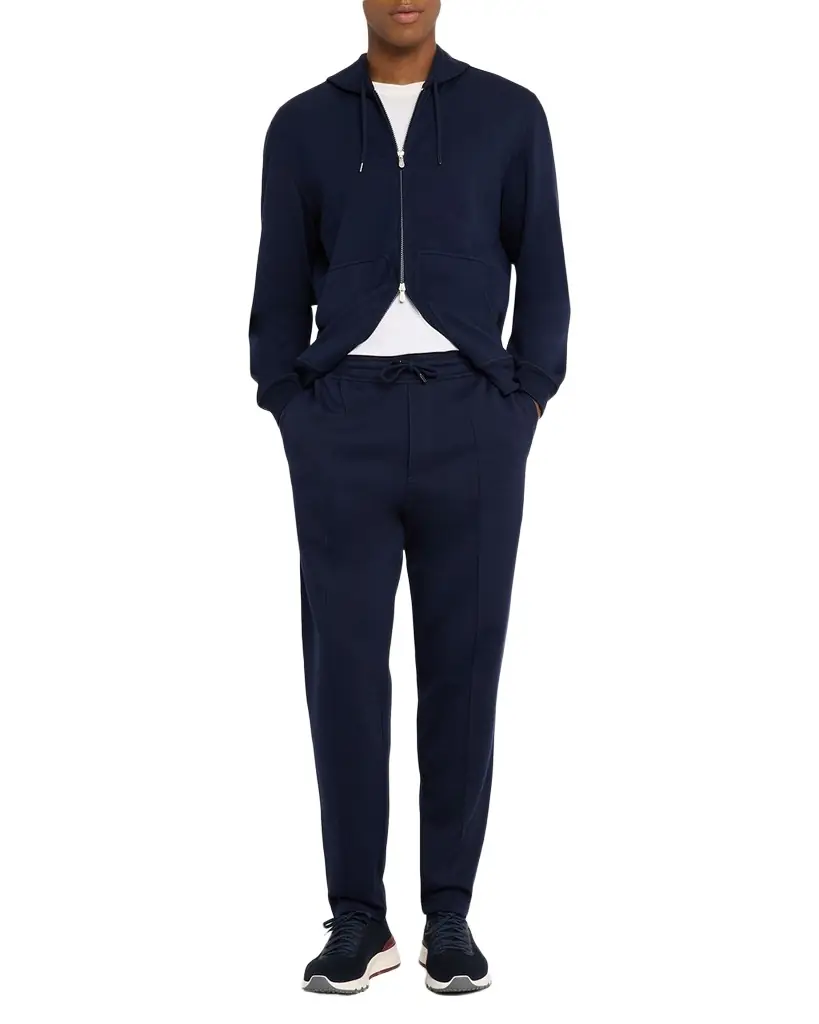 Brunello Cucinelli Men 's French Terry Double Cloth Pintuck Pleated Trousers