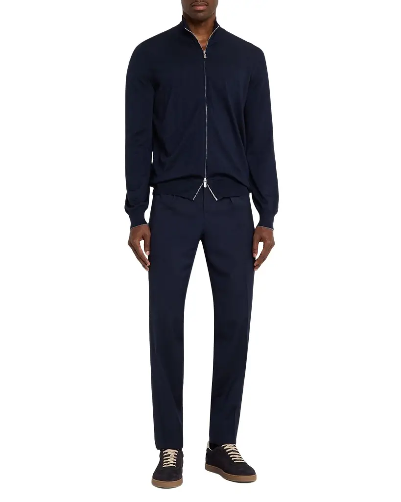 Brunello Cucinelli Men 's Virgin Wool Sharkskin Pleated Trousers