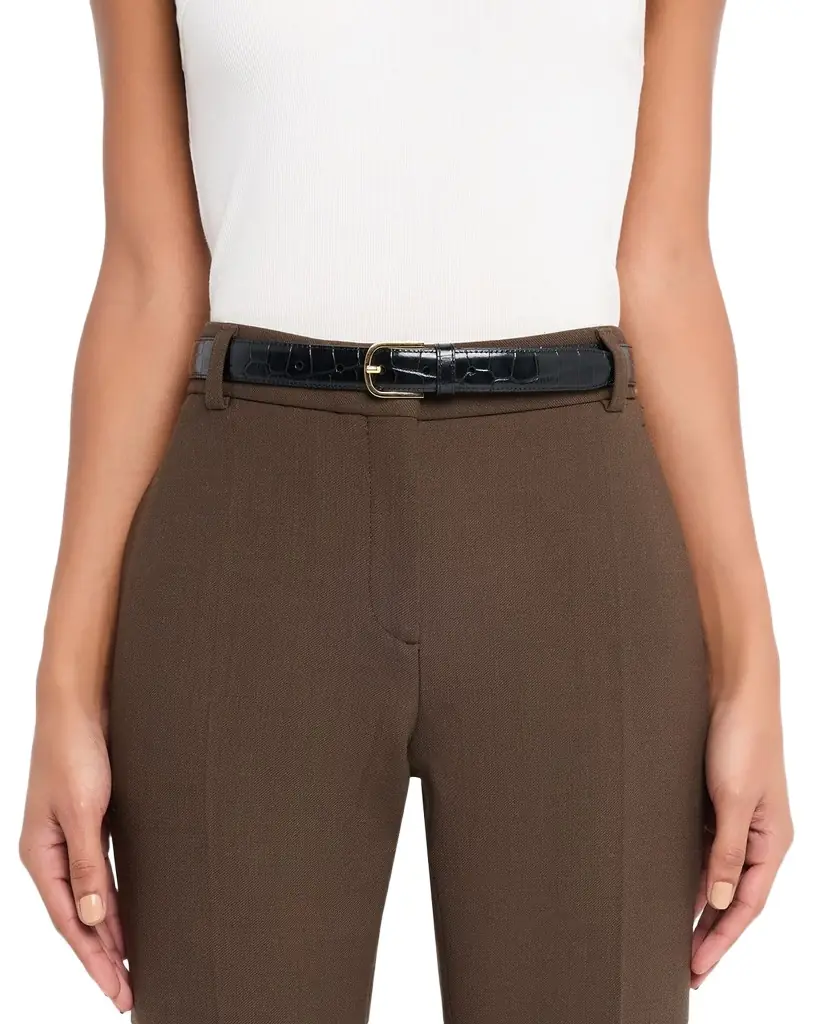 Toteme Slim Croc-Embossed Leather Belt