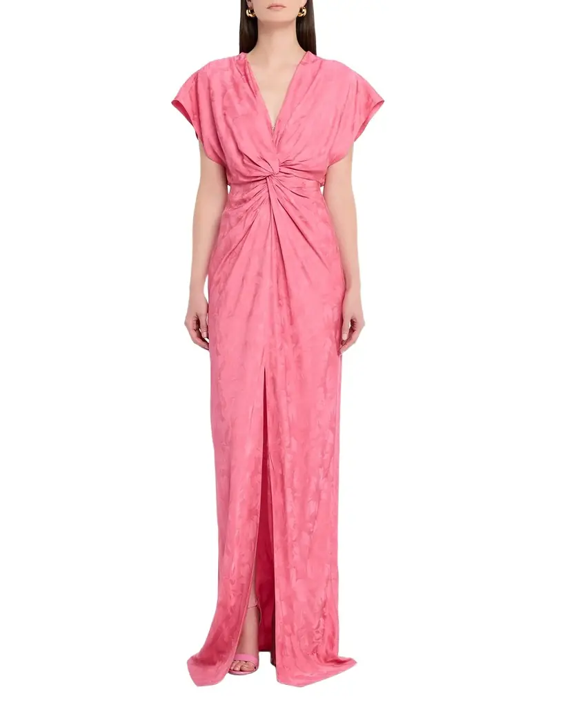 Prabal Gurung Jackie Twisted Floral Satin Jacquard Maxi Dress