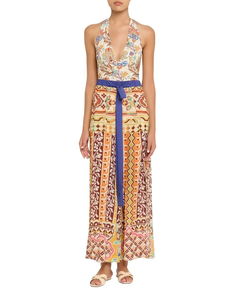 Etro Printed Satin Jacquard Wide-Leg Beach Pants