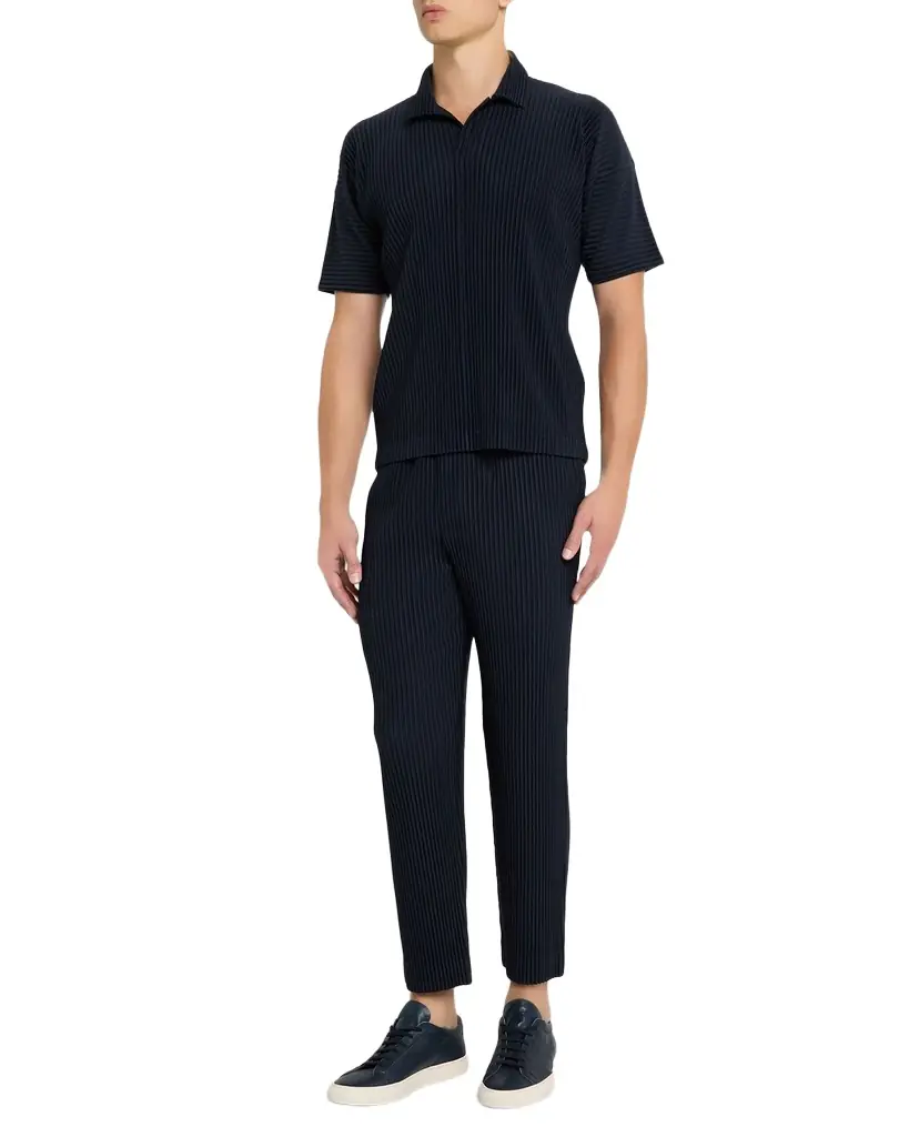 Homme Plisse Issey Miyake Men 's Pleated Polyester Polo Shirt