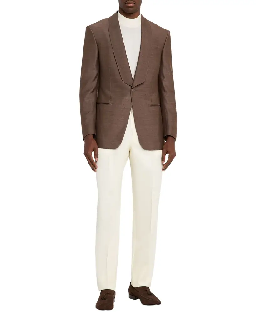 dunhill Men 's Silk Hopsack Shawl Collar Sport Coat