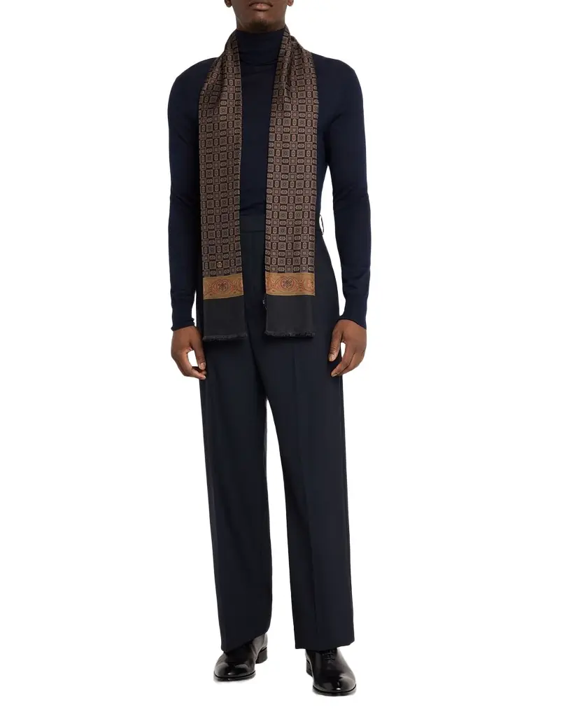dunhill Men 's Mulberry Silk Medallion Scarf