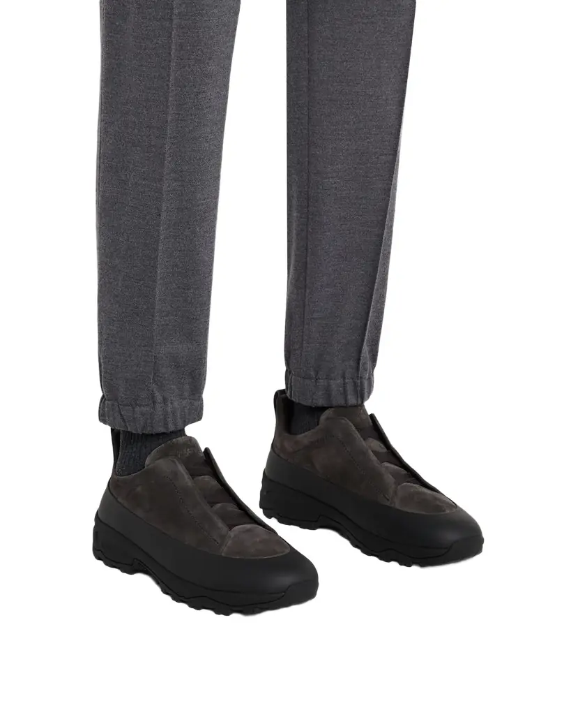 ZEGNA Men 's Triple Stitch Monte Leather & Suede Slip-On Sneakers
