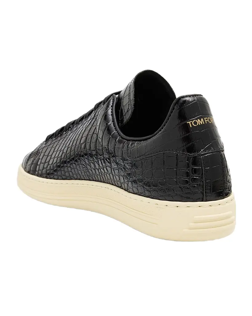 TOM FORD Men 's Warwick Croc-Embossed Leather Sneakers