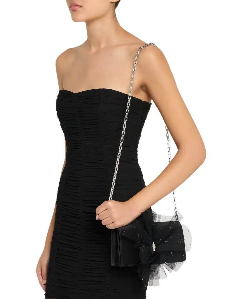 Christian Louboutin Bettina Tulle-Embellished Clutch Bag in Satin Crepe