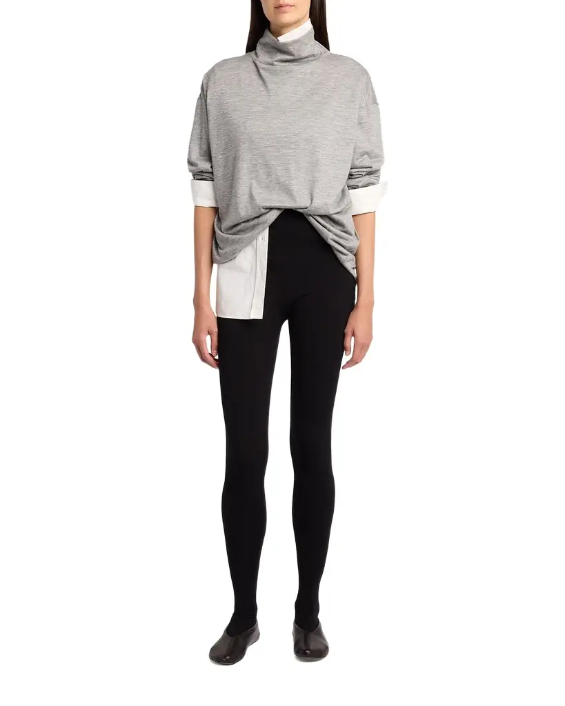 THE ROW Anapolis Turtleneck Cashmere Jersey Long-Sleeve Top