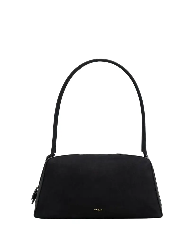 ALAIA Le Bouledogue Bowling Shoulder Bag in Nubuck Leather