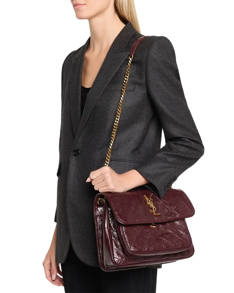 Saint Laurent Niki Medium YSL Shoulder Bag in Vintage Leather