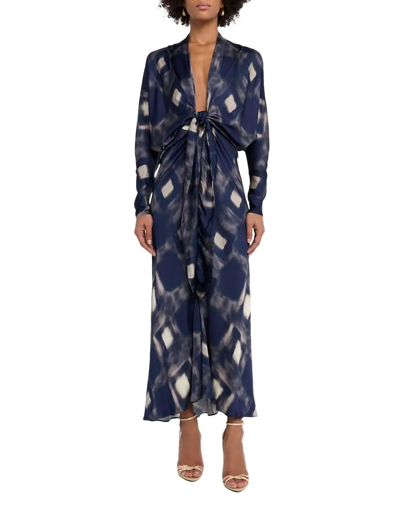 JBQ Celine Tie-Front Maxi Dress