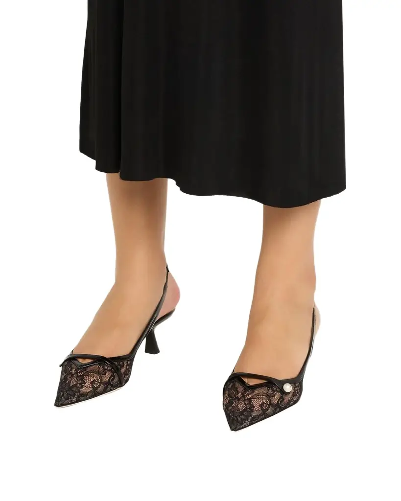 Jimmy Choo Amita 45 Lace Slingback Pumps