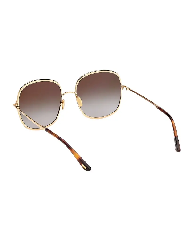 TOM FORD Sofia 57mm Metal Round Sunglasses