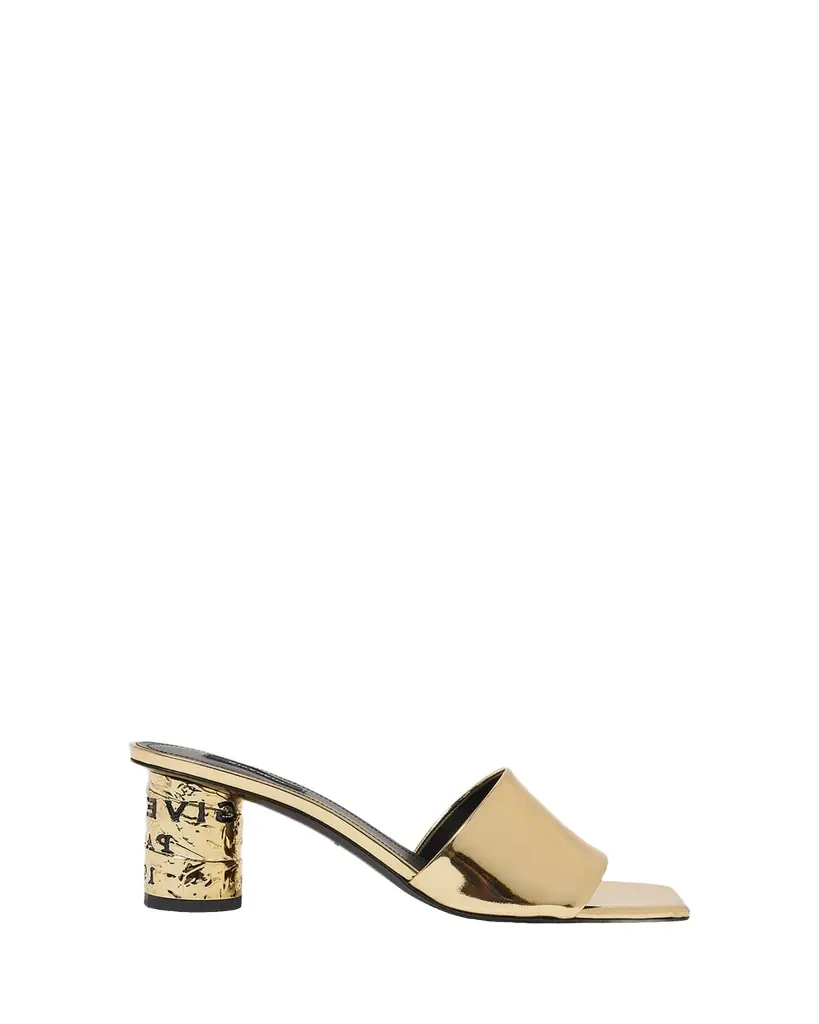 Givenchy 65mm Logo Heel Metallic Leather Mule Sandals